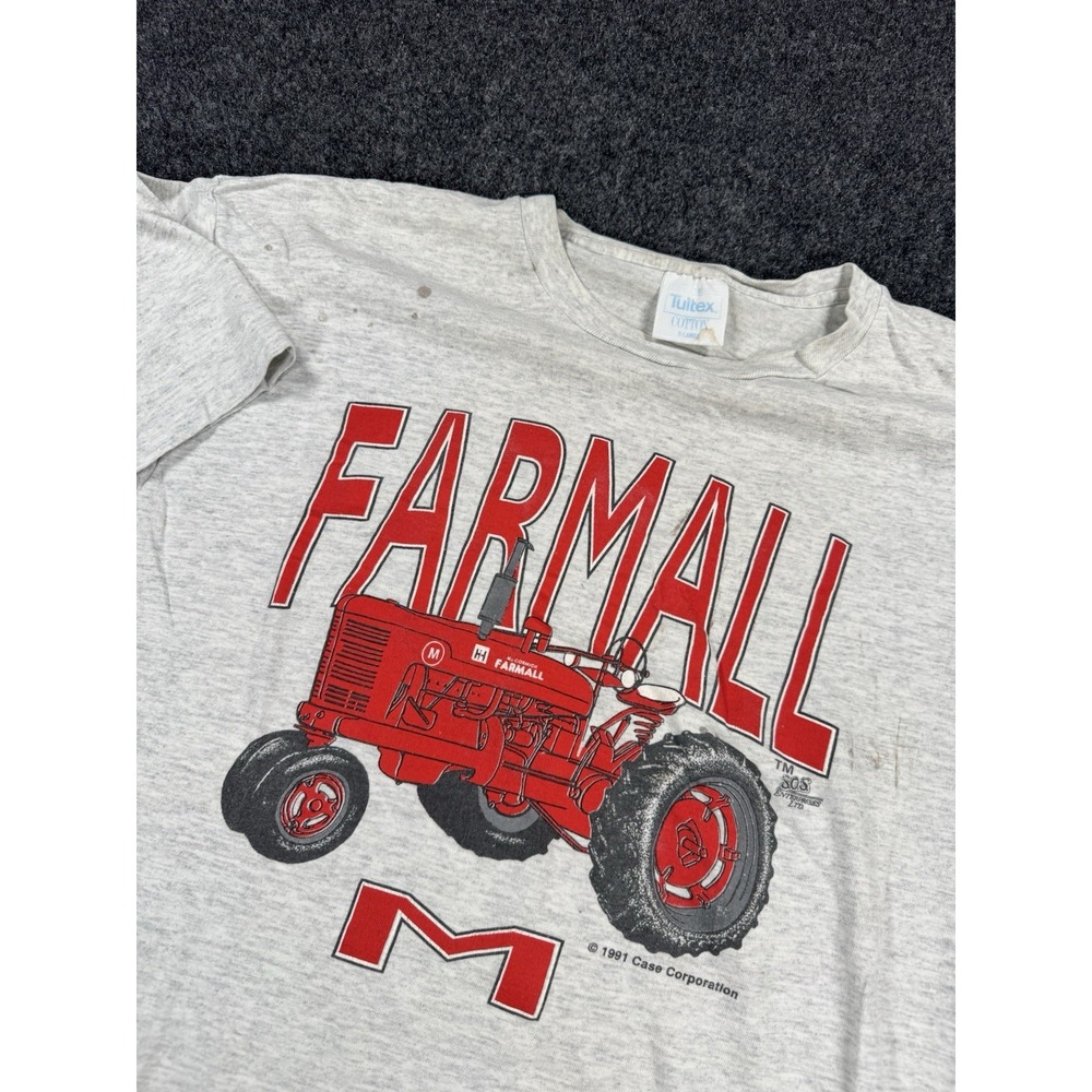 VTG 1991 Farmall M Tractor T Shirt XL Tultex Gray IH International Harvester